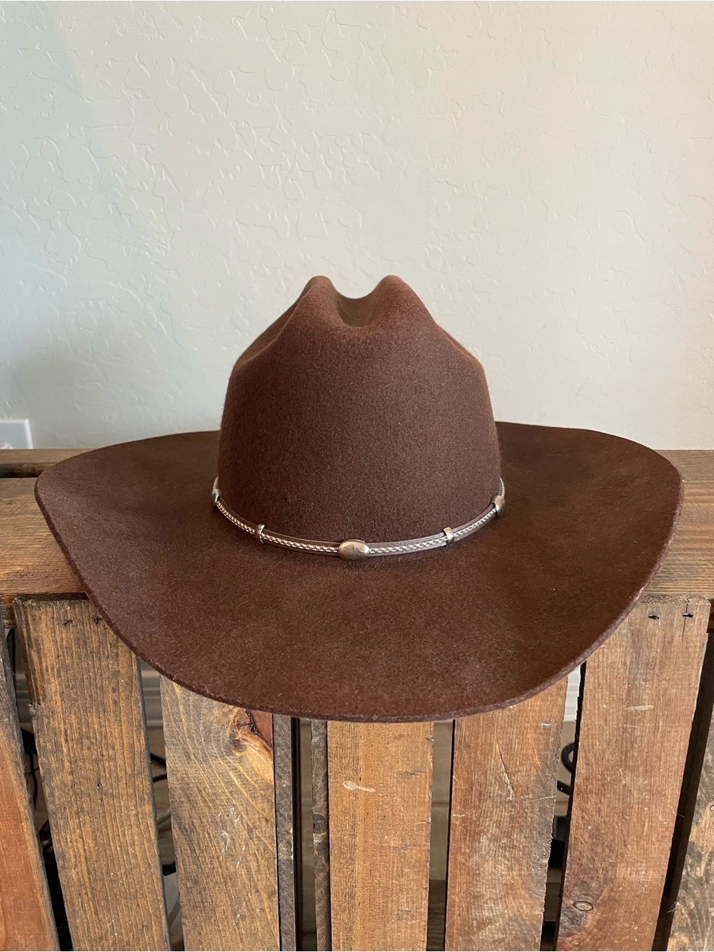 Classic Resistol Brown Felt Cowboy Hat with Silver Accent Band